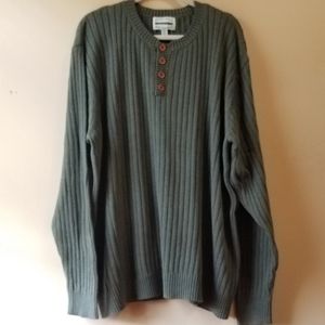 High Sierra Ribbed Knit 1/4 Button Tab Pullover Sweater